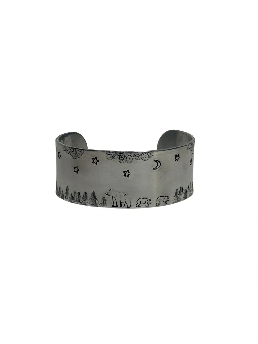 Handmade Alaskan Bear Family Adjustable Wide Cuff Bracelet
